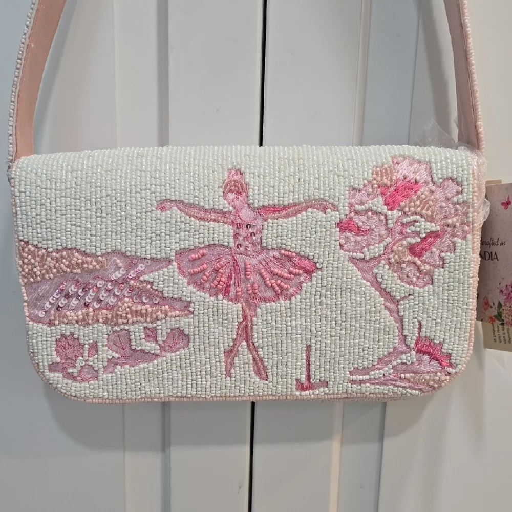 Pink Ballerina Beaded Women's Bag - Picture 2 of 8